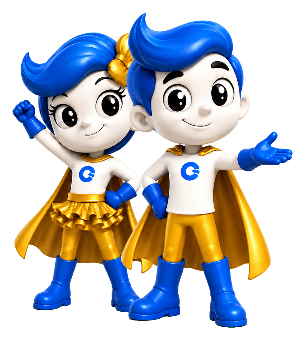 Gamerosity Heroes — two kids in golden capes
